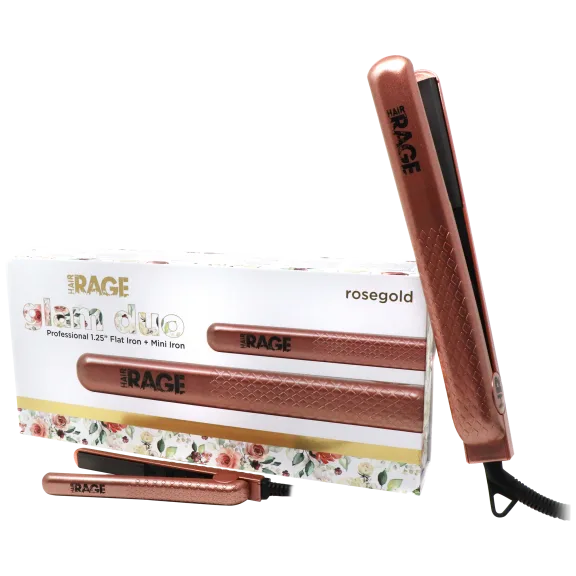 Hair Rage Perfect Pair Flat Iron Set Full Size + Mini
