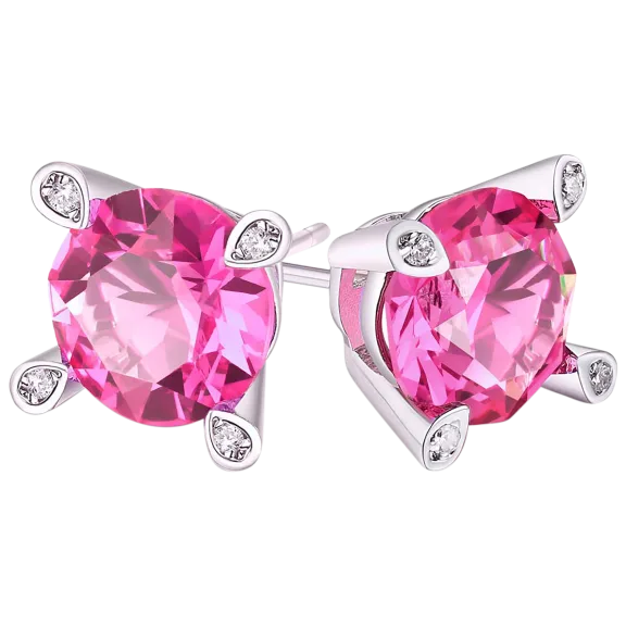 Rose And Lilly 4.0 Carat TW Pink Sapphire Round Studs