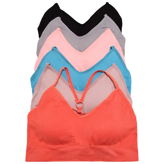 6-Pack: Angelina Seamless Bralette with Strappy Back Design