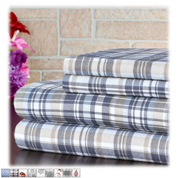 Bibb Home Printed Flannel Sheet Set