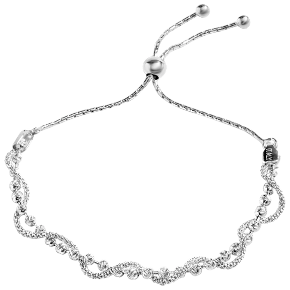 Pori Jewelers Italian Diamond-Cut Ball Covered by Twisted Coreana Bolo Bracelet