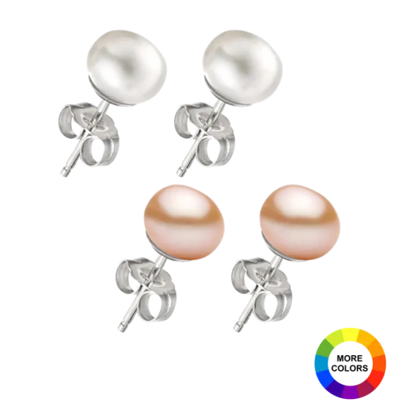 2-Pack: Pearl Stud Earrings on 14K White Gold Filled Posts