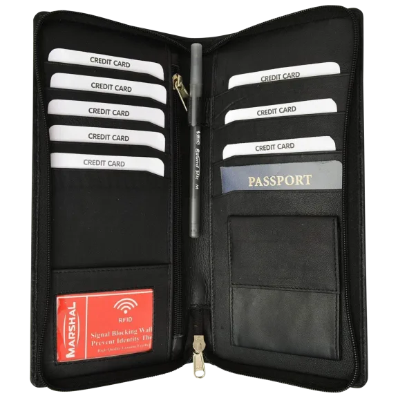Ciana RFID Premium Leather Travel Credit Card and Passport Wallet