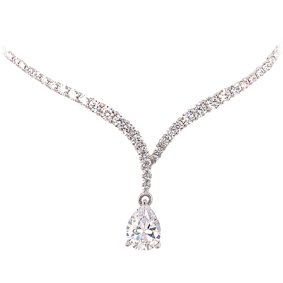 Edgewater Sterling Silver Pear-Shaped Swarovski Cubic Zirconia Necklace