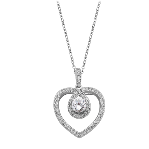 Morgan & Paige Silver Heart Necklace with 100 Facet Created Sapphires