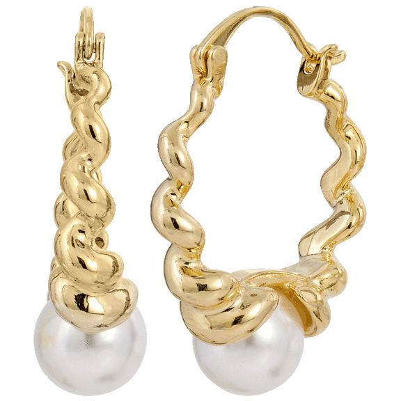 Savvy Cie Italian Twist Style Mother of Pearl Hoop Earrings