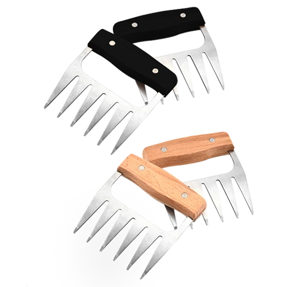 Stainless Steel Meat-Shredding Claws With Wooden Handle by Two Elephants