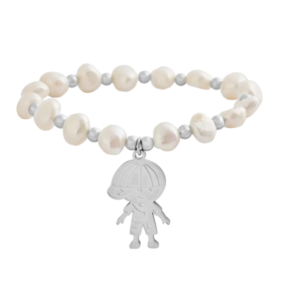 Little Boy or Little Girl Pearl Charm Bracelet