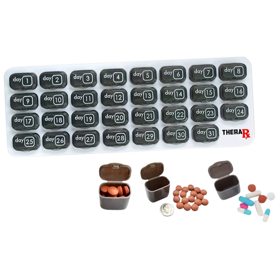 Thera Rx 31-Day Monthly Medicine And Vitamin Organizer With Large Removable Pods