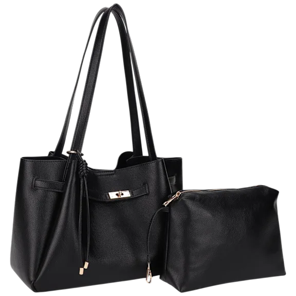 Poppy & Harper Lucy 2-Piece Soft Body Tote with Inner Bag & Hanging Charm