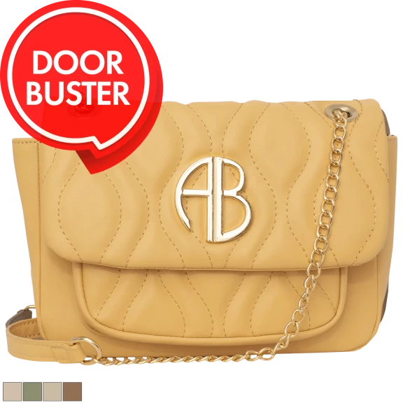 Alexis Bendel Vegan Leather Quilted Crossbody Handbag with Chain Strap