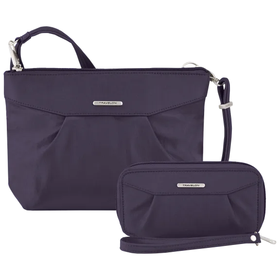 Travelon Anti-Theft Compact Crossbody Bag + RFID Clutch Set