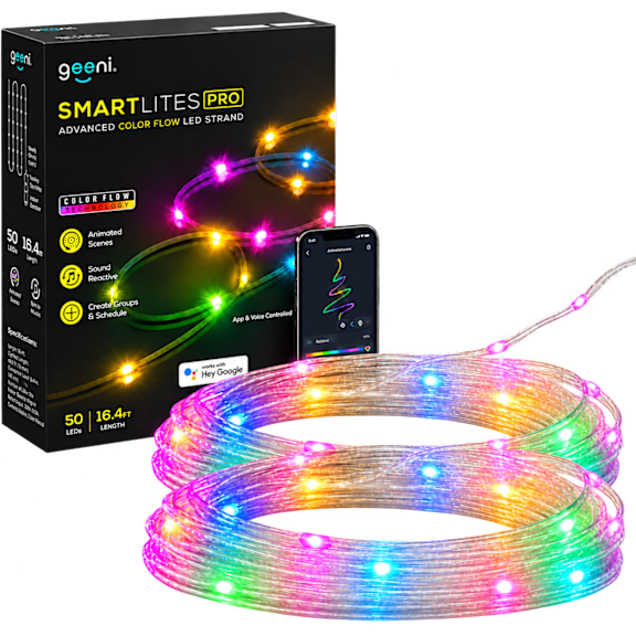 2-Pack: Geeni Smartlites Pro Advanced Color Flow LED 16.4ft Strand with 50 LEDs