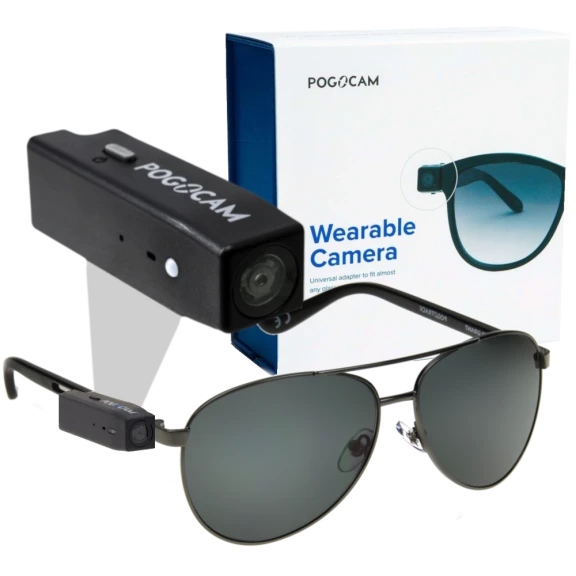 PogoCam Wearable HD Camera with 100% UV PogoTrack Magnetic Sunglasses