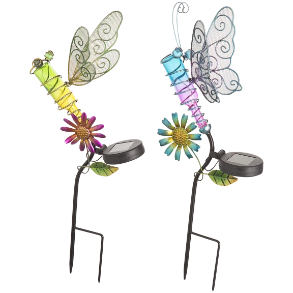 2-Pack: Darice Solar LED Dragonfly Metal Stake Lights