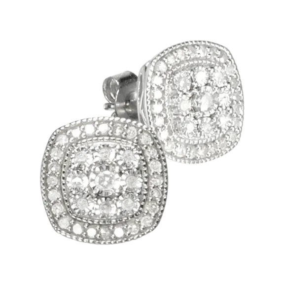 Diamond Muse 1/2 Carat TW Diamond Cushion Earrings in Sterling Silver
