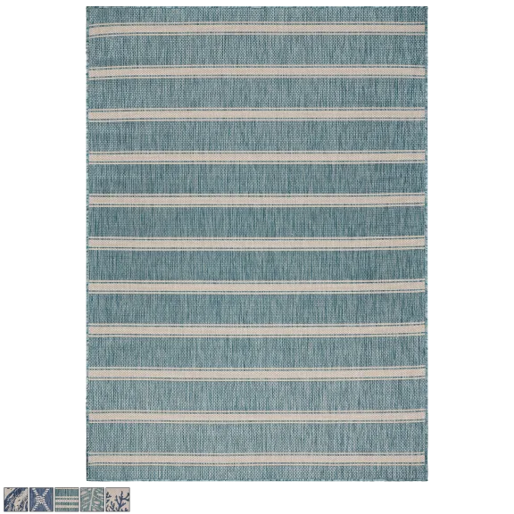 LR Resources 5'x7' and 3'x5' Seaside Inside/Outdoor Rug