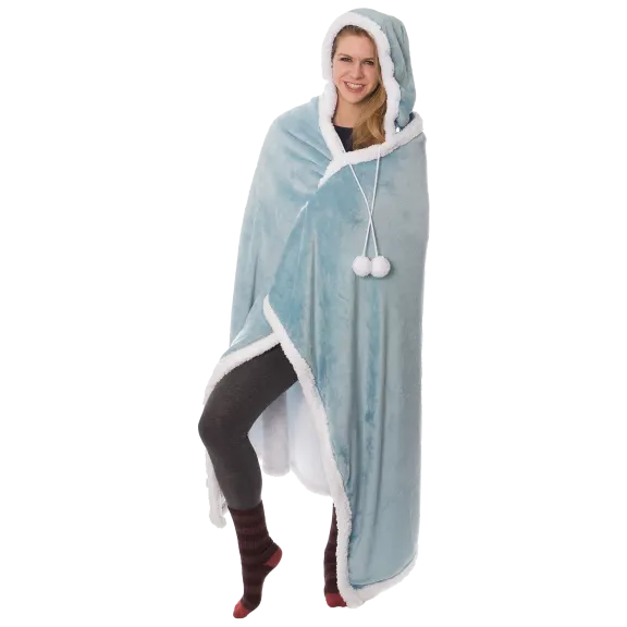 Gigi Solid Tourmaline Reversible Hooded Throw 51" x 71"
