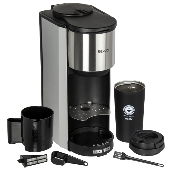 Sboly 3000 2-in-1 Grind and Brew Automatic Single Serve Coffee Maker & 16oz Mug