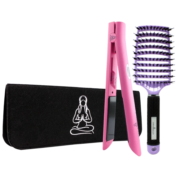 3-Pack: Karma Beauty Titanium Zen, Detangle Brush, and Heat Mat