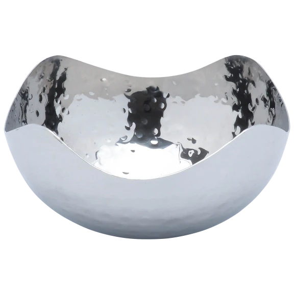 Cheer Collection Shiny Hammered Stainless Steel Decorative Bowl