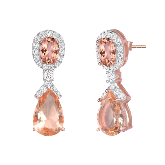 Megan Walford Rose Gold Morganite Pear Drop Earrings