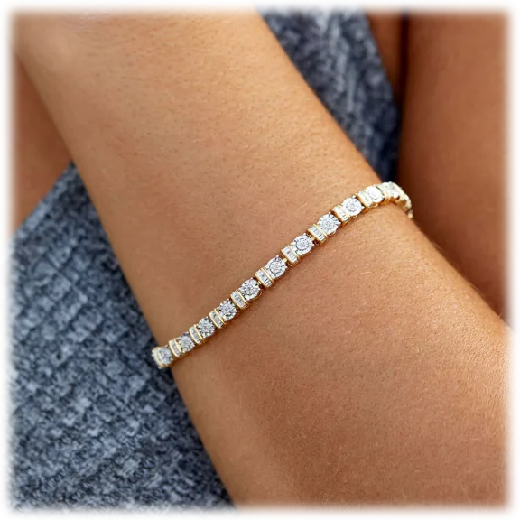 Savvy Cie 18K Gold Plated .25 Carat TW Diamond Tennis Bracelet