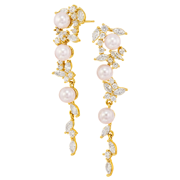 Savvy Cie Pearl & Cubic Zirconia Cascade Earrings