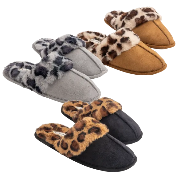 Jessica Simpson Microsuede Animal Print Scuff Slipper
