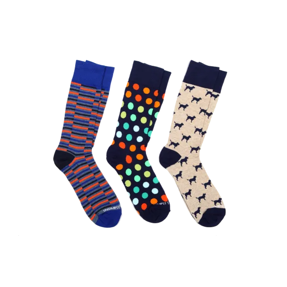 Unsimply Stitched 3-Pack Dress Socks "Dogs"