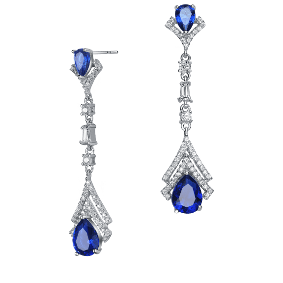 Genevive Elegant Sterling Silver Cubic Zirconia Dangle Earrings
