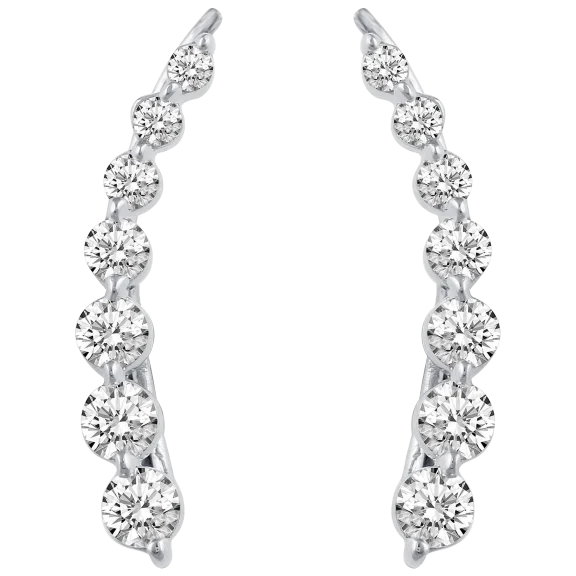 Prime and Pure Shiny Ear Jacket Crawler Earrings in 925 Sterling Silver