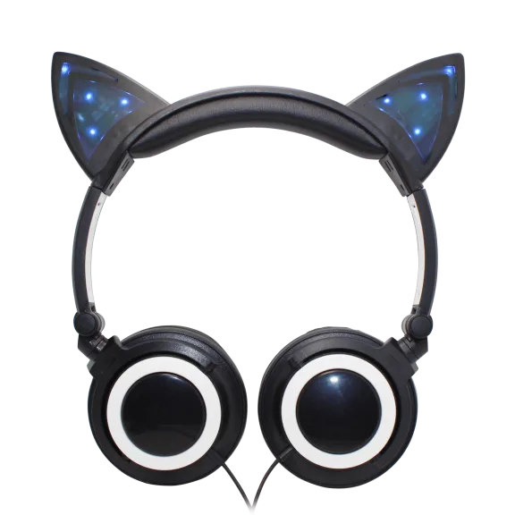 Gabba Goods LED Light-up Cat Ear Wired Headphones