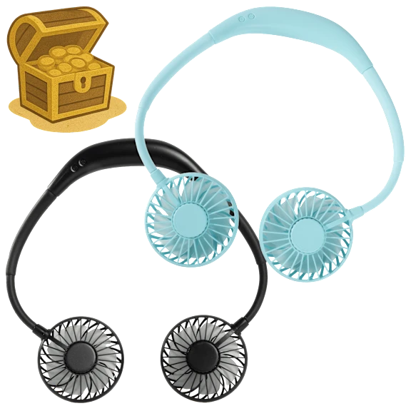 2-Pack: Hands Free Portable Neck Fans with LED Lights