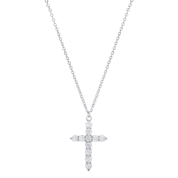 Saffron 1.0 Moissanite Cross Pendant Sterling Silver Necklace