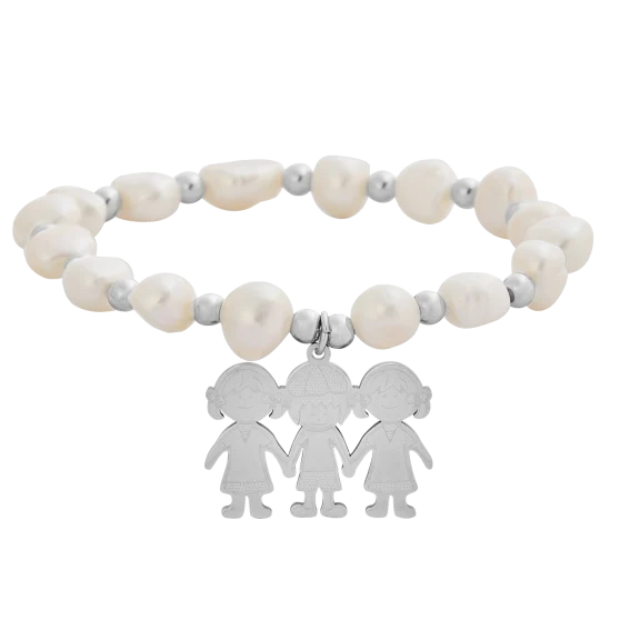 Multiple Kids Pearl Charm Bracelet