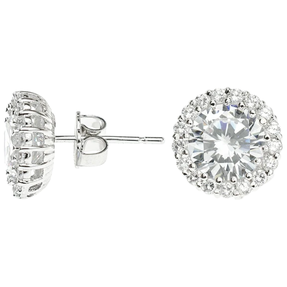 Kenneth Jay Lane 4 CT TW CZ Pavé Trim Round Classic Post