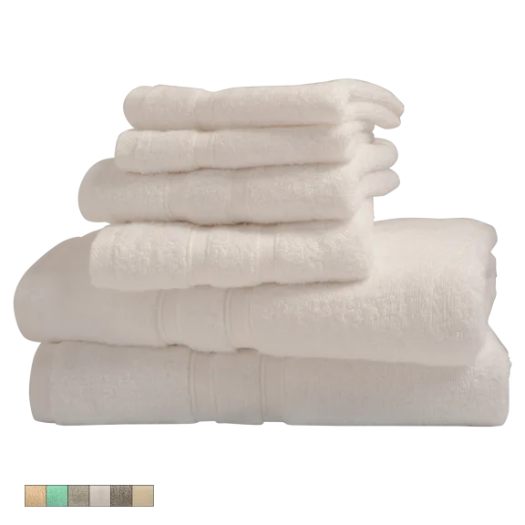 Bibb Home 6-Piece Egyptian Cotton Zero Twist Towel Sets