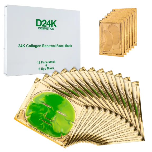 D24K 18-in-1 Collagen Renewal Face & Eye Mask Set