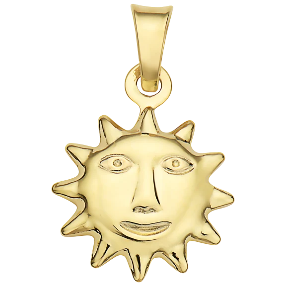 Pori Jewelers 14K Yellow Gold Happy Smile Sun Dainty Pendant