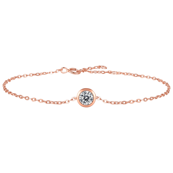 Stella Valentino 18K Rose Gold 1/2 Carat TW Moissanite Solitaire Charm Bracelet