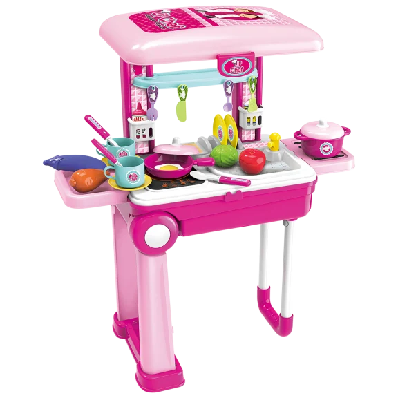 37-Piece World Tech Toys Lil Chef Pink Mobile Suitcase Playset