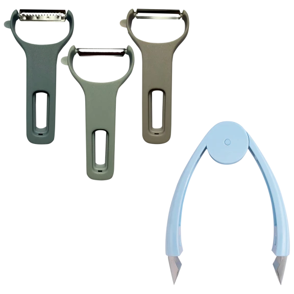 4-Pack: Titan Fruit And Vegetable Stem Remover, Corer and Peelers