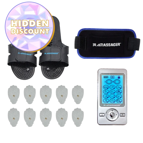 IQ Technologies PRO V Combo TENS/EMS Unit with Extra Pads, Slippers & Belt