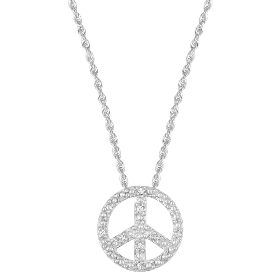 Savvy Cie Sterling Silver Diamond Peace Sign Pendant