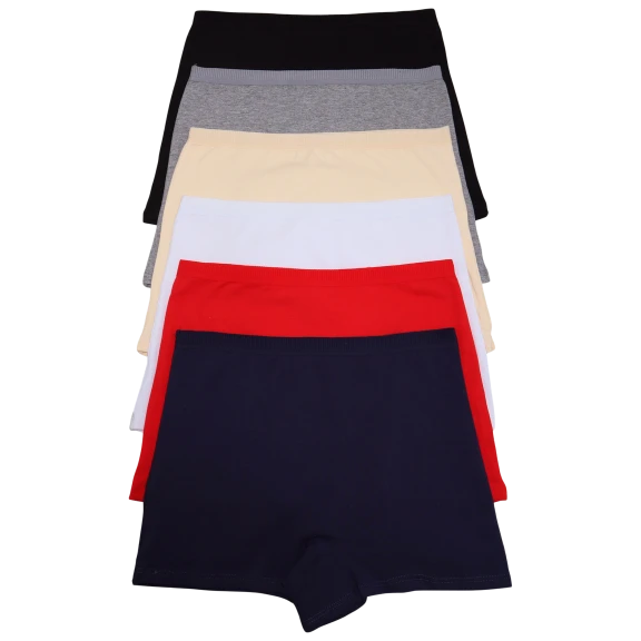 6-Pack: Angelina Cotton Boxer Panties with Elastic Waistband