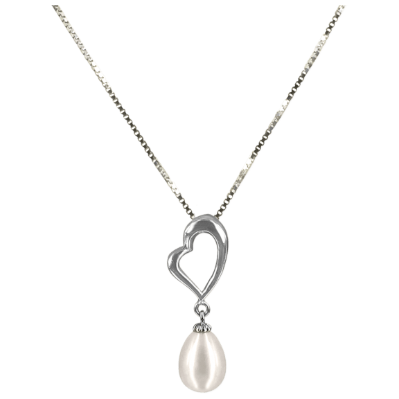 Pacific Pearls Sunshine Coast “I Love You” 18K White Gold Filled Pearl Pendant