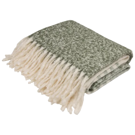 Glitzhome 60"L*50"W Woven Acrylic Striped Jacquard Throw 780g Green