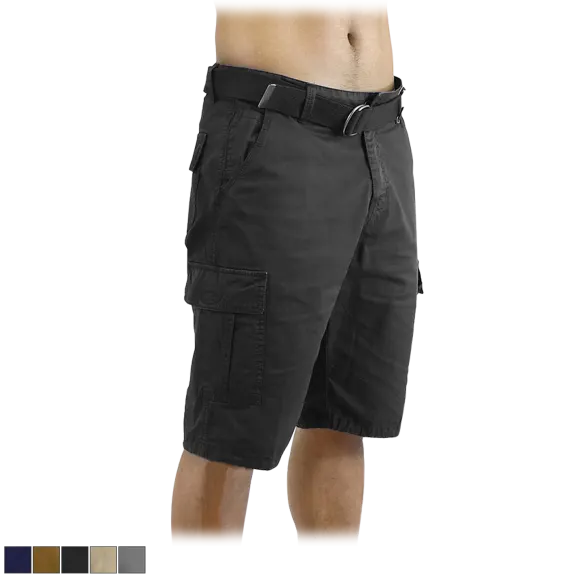 2-Pack Men's Cotton Cargo Shorts With Belt