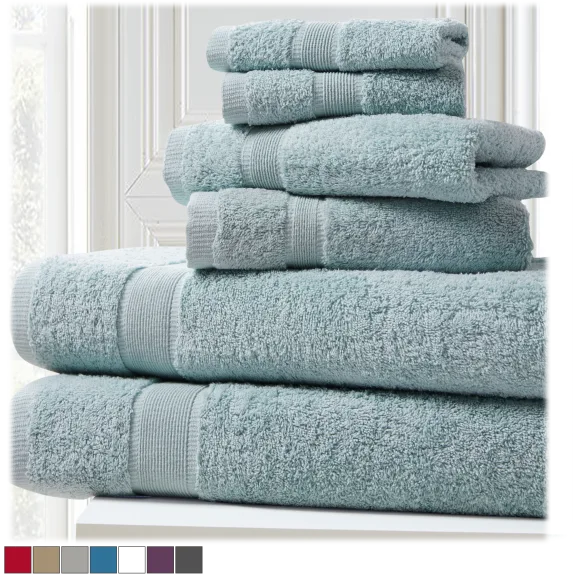 Blissful Bath 6-Piece 100% Cotton Bath Towel Set